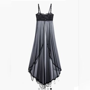 Savage X Fenty Corded Lace and Tulle Maxi Slip in Black, Size Medium
